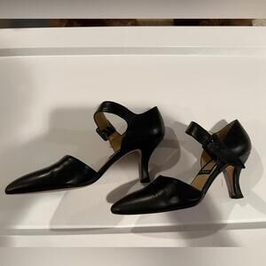 Nina Shoes Black Heels with Chunky Design and Ankle Straps Sz 6.5